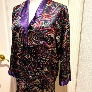 Vintage 90's CACIQUE Lingerie Silky Satin Pajama Top Women's sz S / M